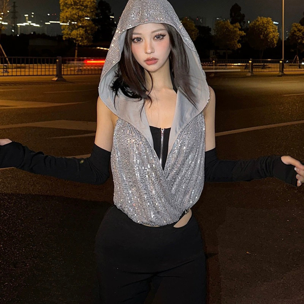 Zara Halter Top and Hooded Sleeveless Cover Up Set Spring Summer